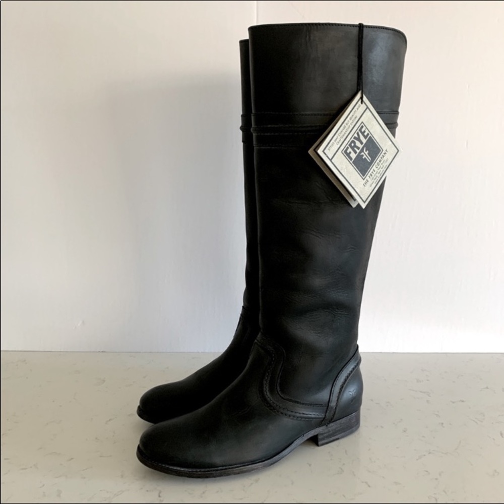 8 ½ ❥ FRYE Melissa Trapunto Black Leather ❥